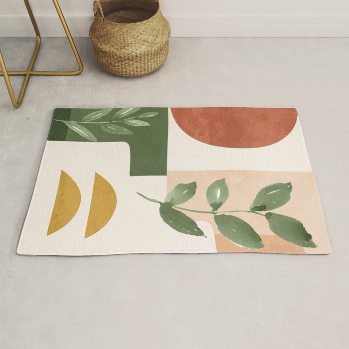 Abstract Shapes and Leaves Rug Gallery Image 1