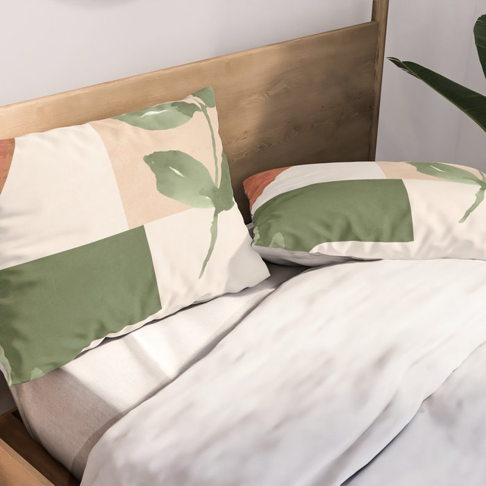 Abstract Shapes and Leaves Pillow Sham Gallery Image 2