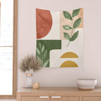 Abstract Shapes and Leaves Wall Tapestry Gallery Image 2