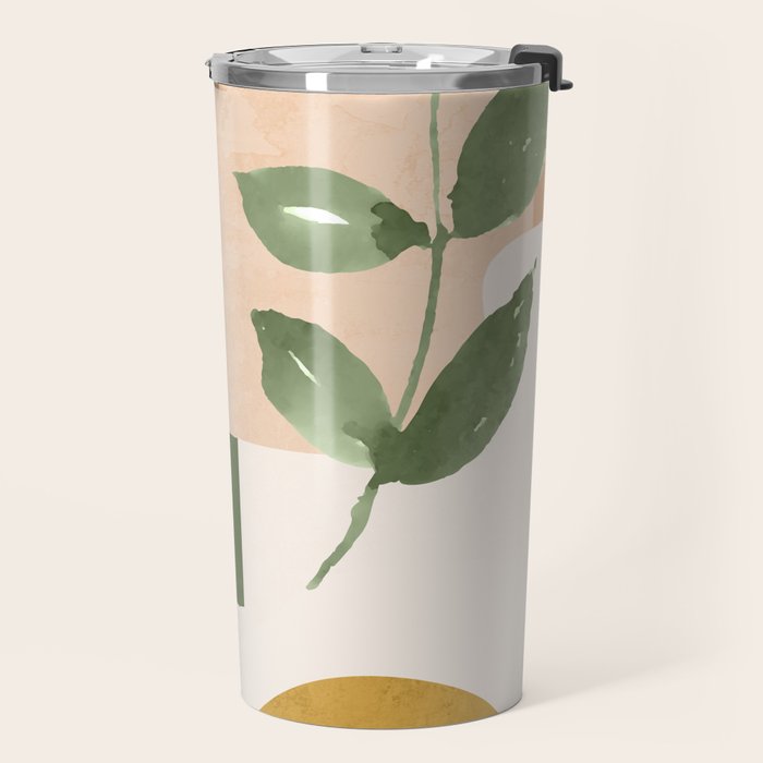 Abstract Shapes and Leaves Travel Mug Gallery Image 2