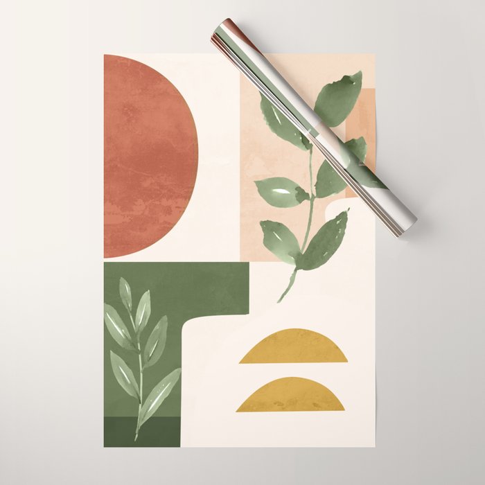 Abstract Shapes and Leaves Wrapping Paper Gallery Image 1