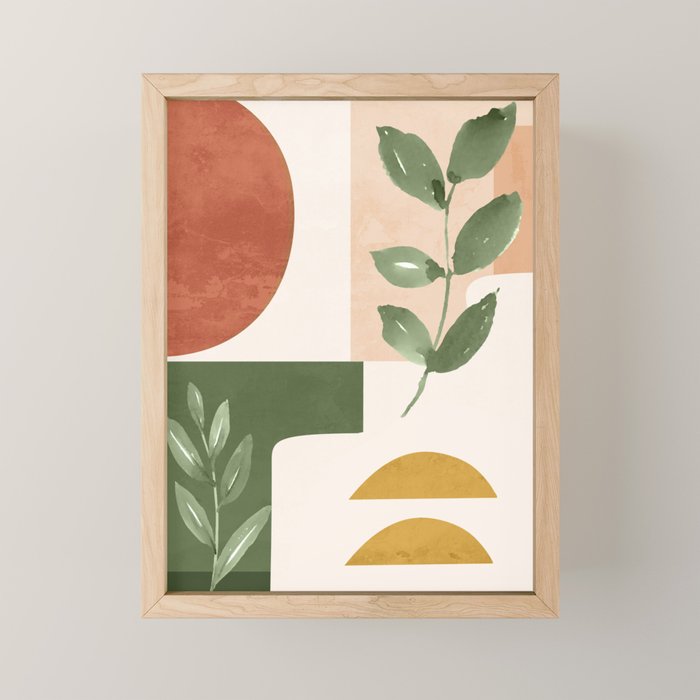 Abstract Shapes and Leaves Mini Art Print Gallery Image 1