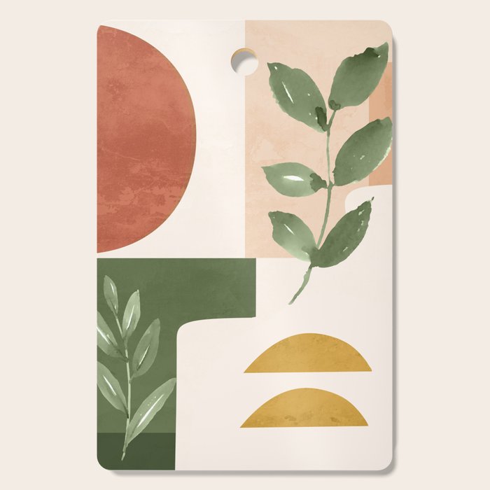 Abstract Shapes and Leaves Cutting Board Gallery Image 1