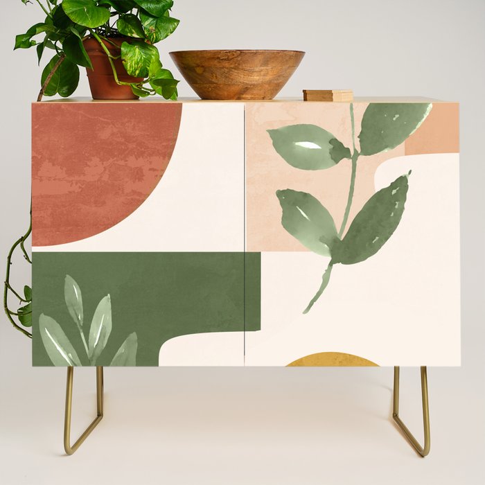 Abstract Shapes and Leaves Credenza Gallery Image 1