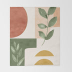 Abstract Shapes and Leaves Throw Blanket Gallery Image 2