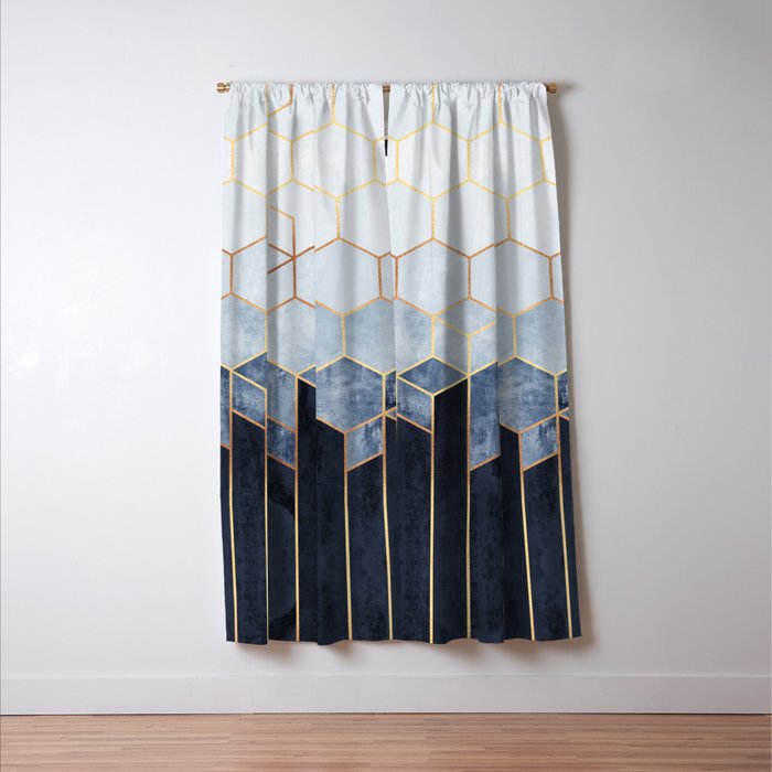 Soft Blue Hexagons Window Curtain Gallery Image 3