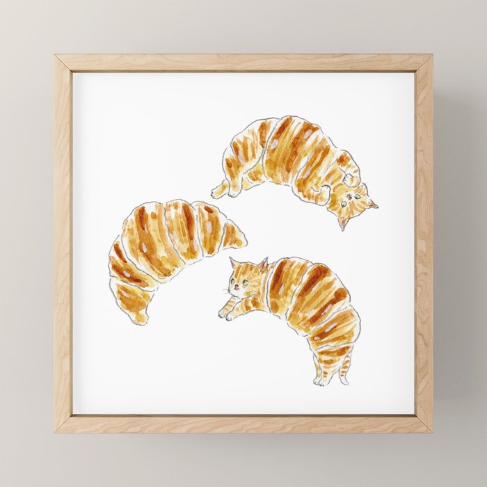 Croissant Cats Mini Art Print Gallery Image 1