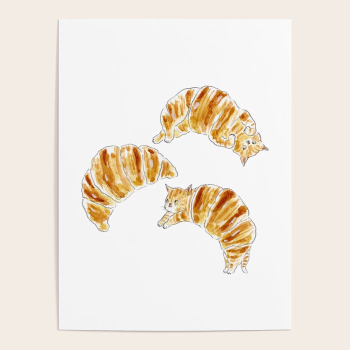 Croissant Cats Poster