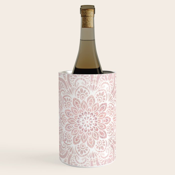 Mandala Yoga Love, Blush Pink Floral Wine Chiller Gallery Image 1
