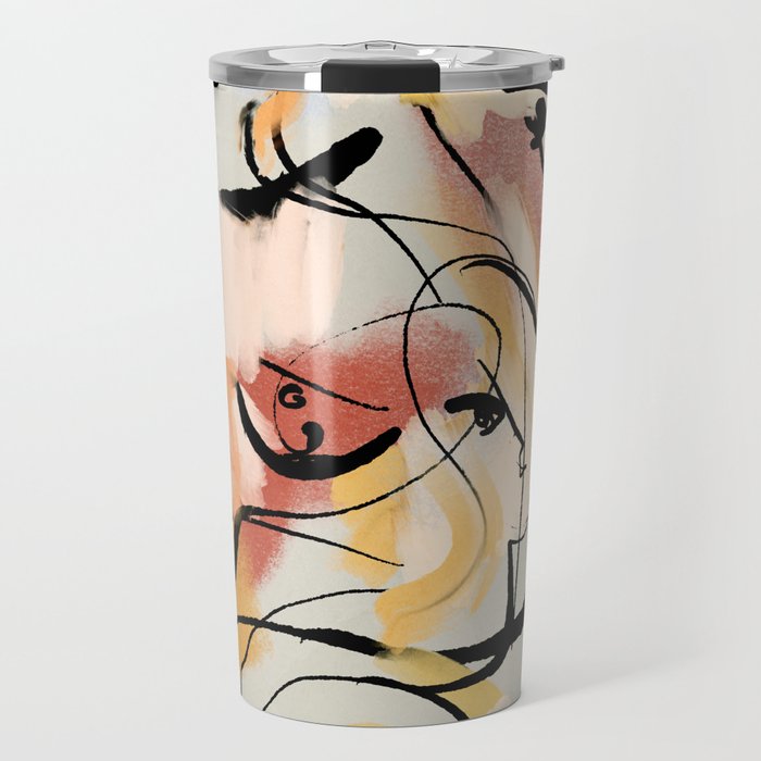 Abstract Female Figure Line Art Travel Mug Gallery Image 1