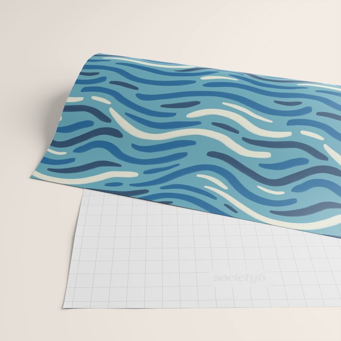 Ripples wavy pattern in blue Wrapping Paper Gallery Image 2