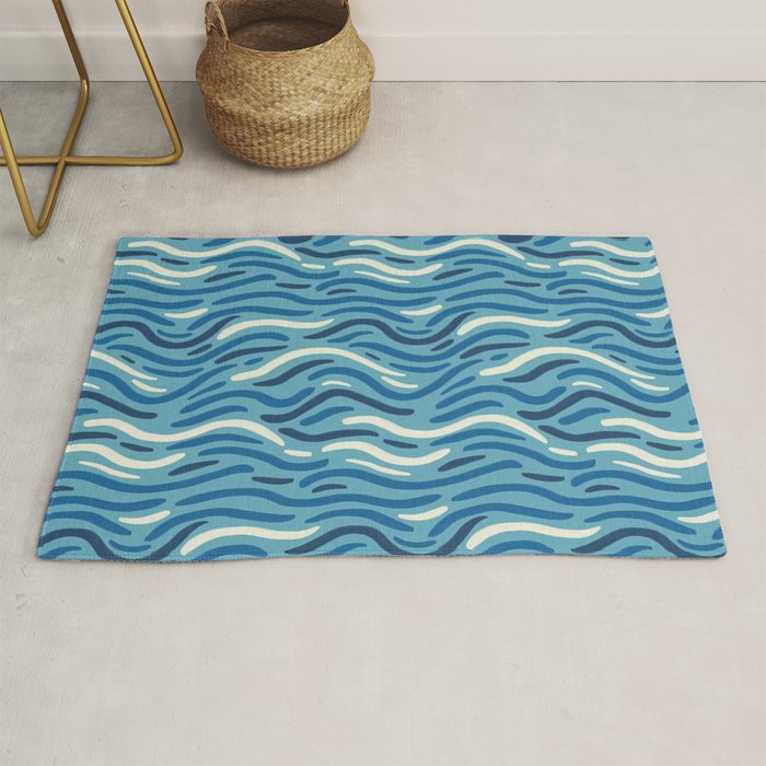 Ripples wavy pattern in blue Rug Gallery Image 1