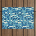 Ripples wavy pattern in blue Outdoor Rug Gallery Image 1