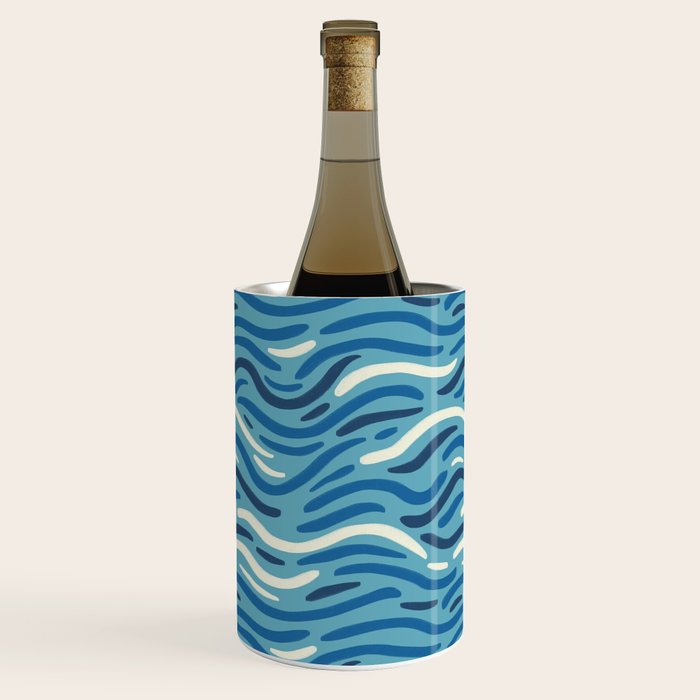 Ripples wavy pattern in blue Wine Chiller Gallery Image 2