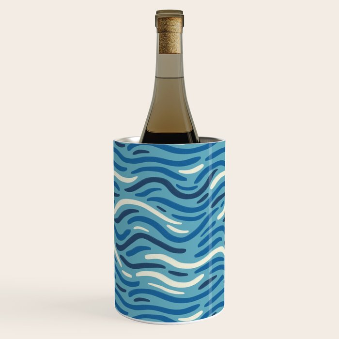 Ripples wavy pattern in blue Wine Chiller Gallery Image 1