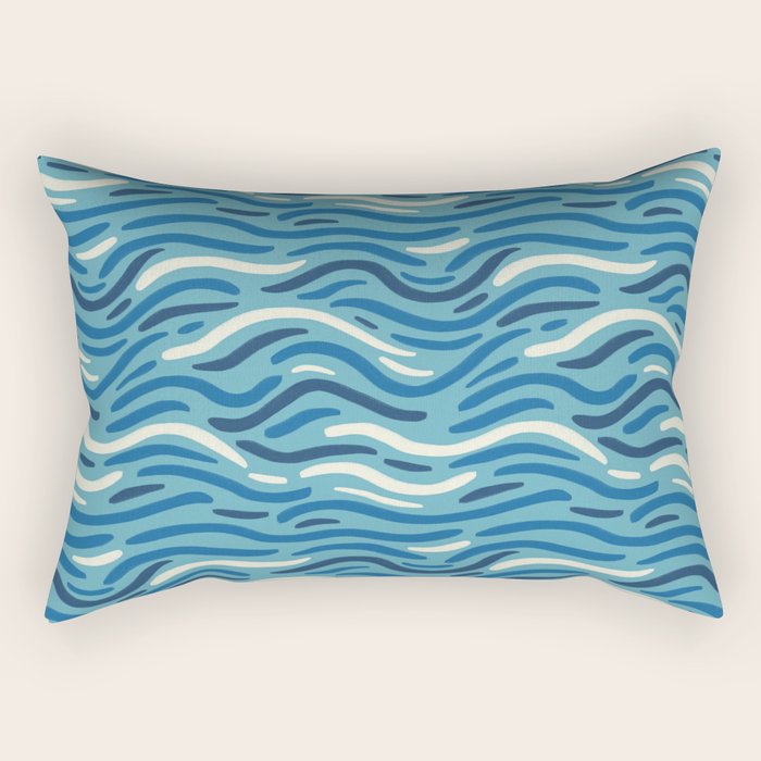 Ripples wavy pattern in blue Rectangular Pillow Gallery Image 1