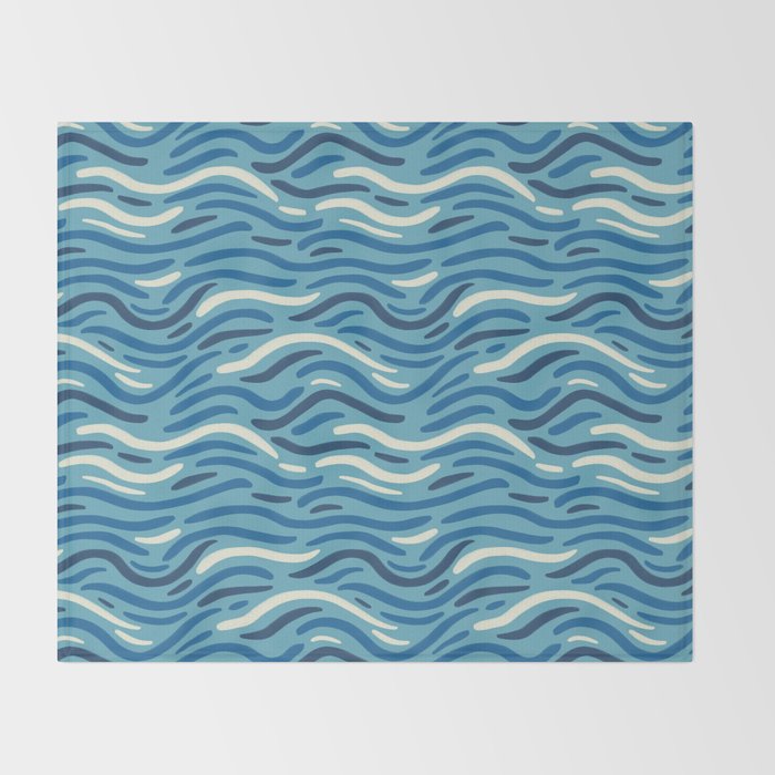 Ripples wavy pattern in blue Throw Blanket Gallery Image 2