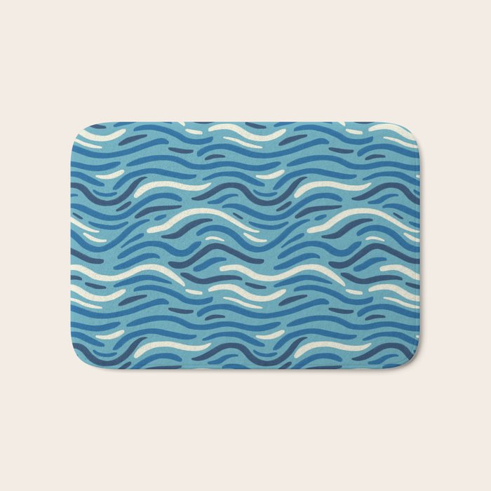 Ripples wavy pattern in blue Bath Mat Gallery Image 1