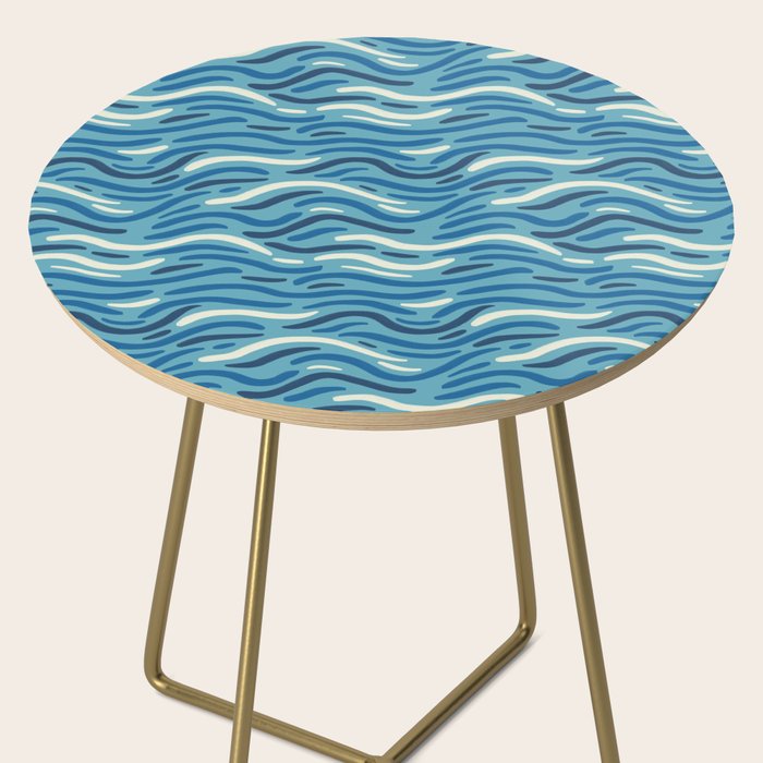 Ripples wavy pattern in blue Side Table Gallery Image 2