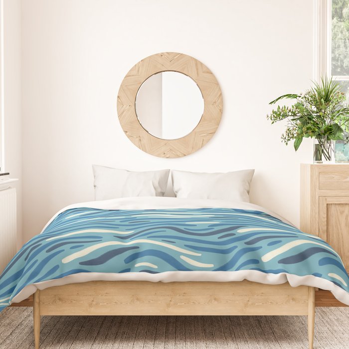 Ripples wavy pattern in blue Duvet Cover Gallery Image 3