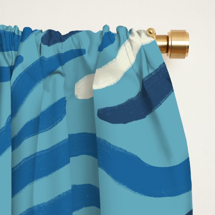 Ripples wavy pattern in blue Window Curtain Gallery Image 2