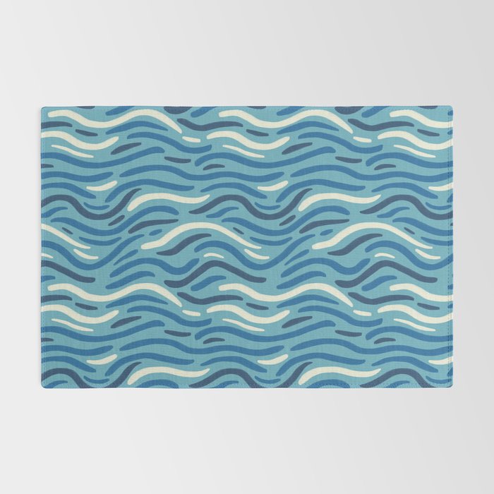 Ripples wavy pattern in blue Rug Gallery Image 2