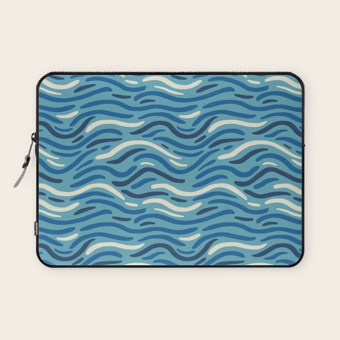 Ripples wavy pattern in blue Laptop Sleeve Gallery Image 1
