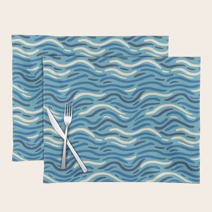 Ripples wavy pattern in blue Placemat Gallery Image 1