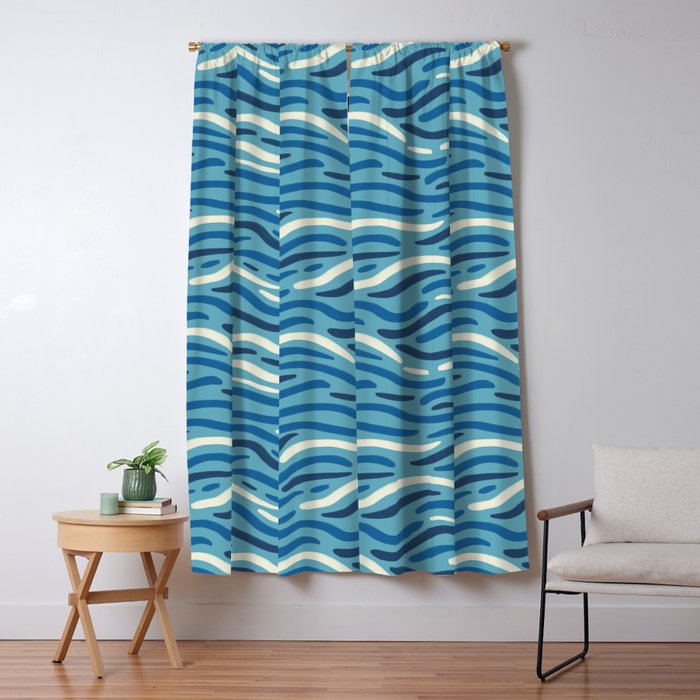 Ripples wavy pattern in blue Window Curtain Gallery Image 5