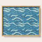 Ripples wavy pattern in blue Serving Tray Gallery Image 1