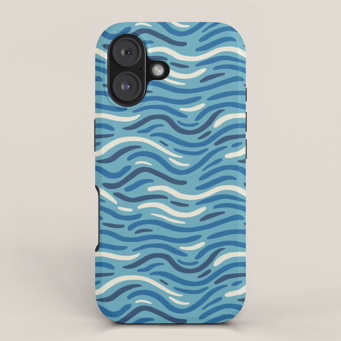 Ripples wavy pattern in blue iPhone Case Gallery Image 1