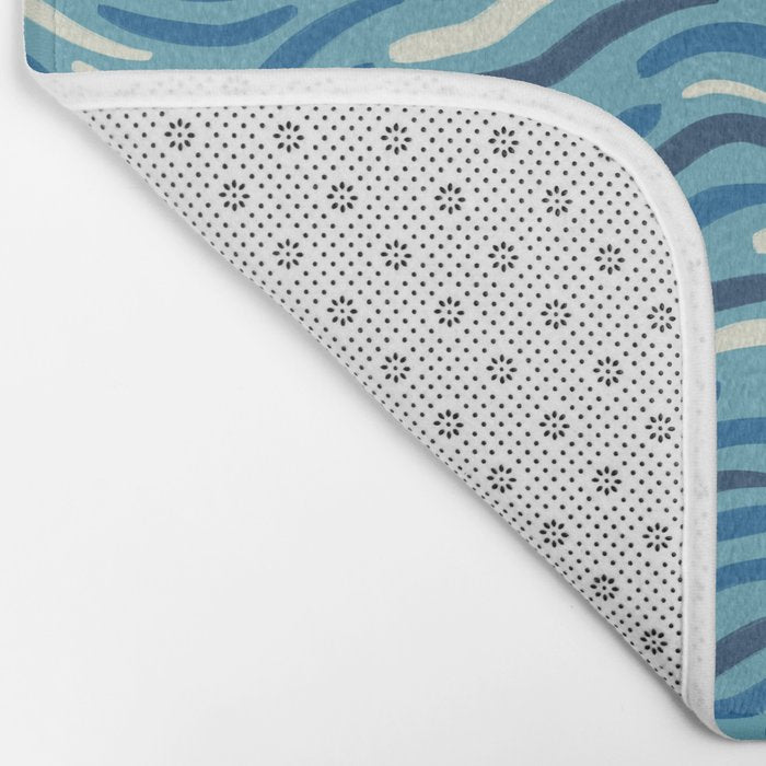 Ripples wavy pattern in blue Bath Mat Gallery Image 2