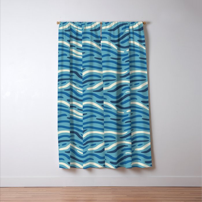 Ripples wavy pattern in blue Window Curtain Gallery Image 3