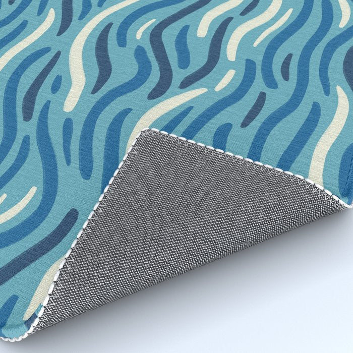 Ripples wavy pattern in blue Rug Gallery Image 4