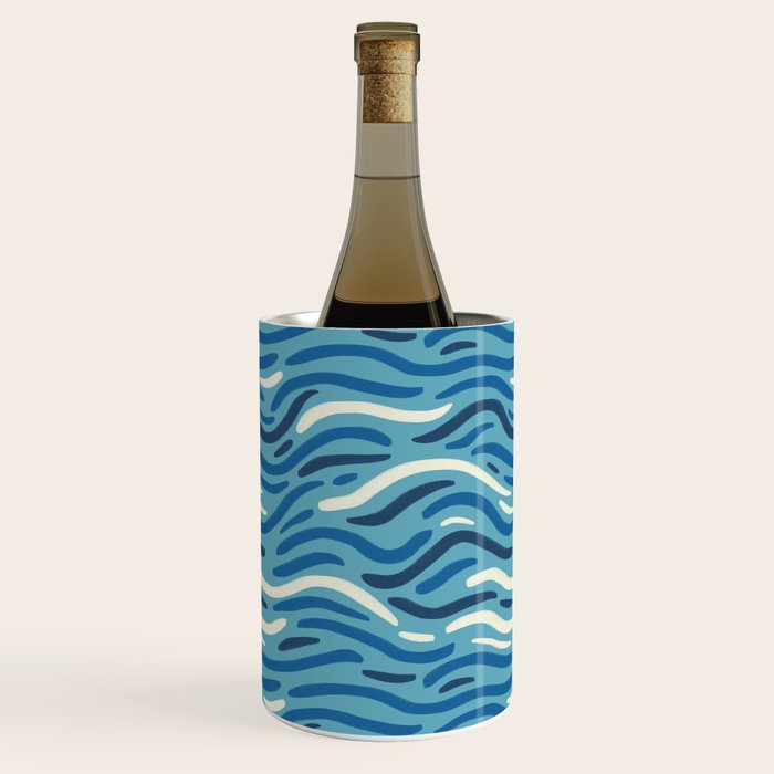 Ripples wavy pattern in blue Wine Chiller Gallery Image 3