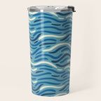 Ripples wavy pattern in blue Travel Mug Gallery Image 2