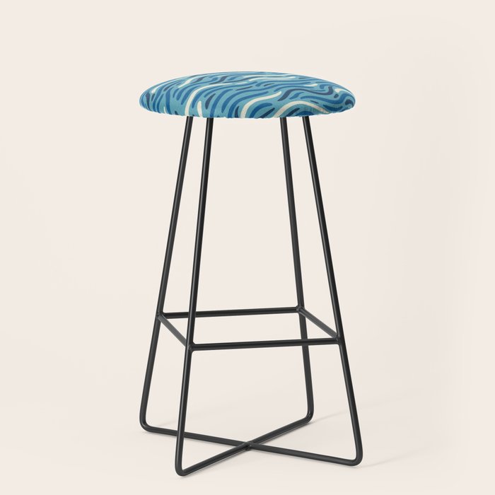Ripples wavy pattern in blue Stool Gallery Image 1