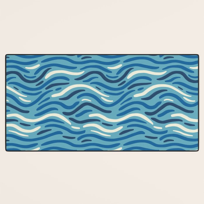 Ripples wavy pattern in blue Desk Mat Gallery Image 3