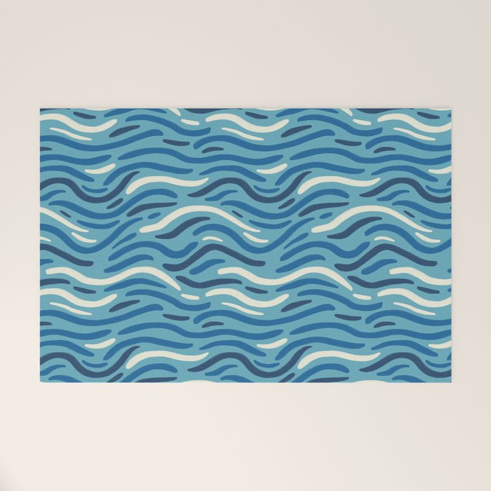 Ripples wavy pattern in blue Welcome Mat Gallery Image 1