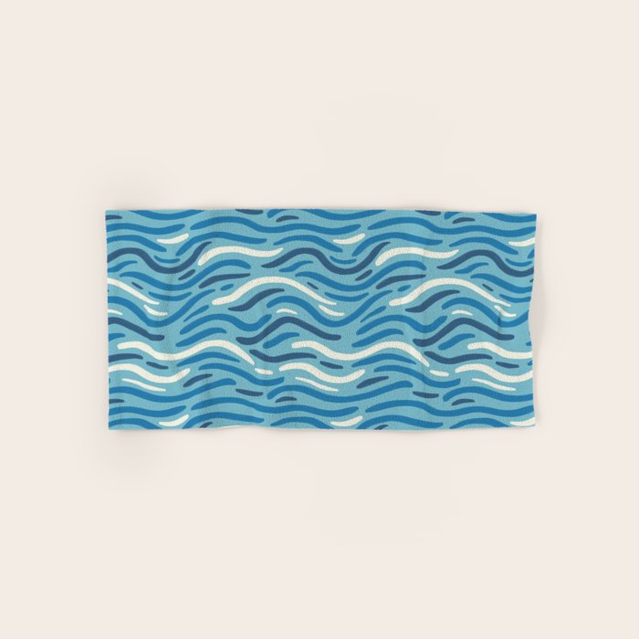 Ripples wavy pattern in blue Bath Towel Gallery Image 1