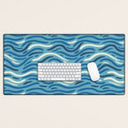 Ripples wavy pattern in blue Desk Mat Gallery Image 1