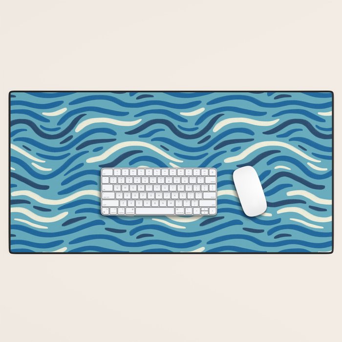 Ripples wavy pattern in blue Desk Mat Gallery Image 1