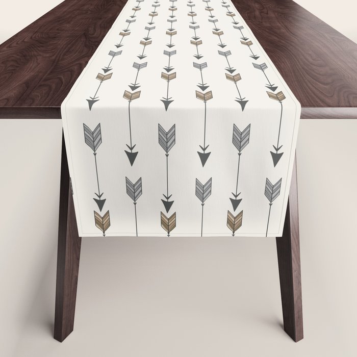 Vertical Arrow Patterns - Cream and Neutral Earth Tones Table Runner Gallery Image 1