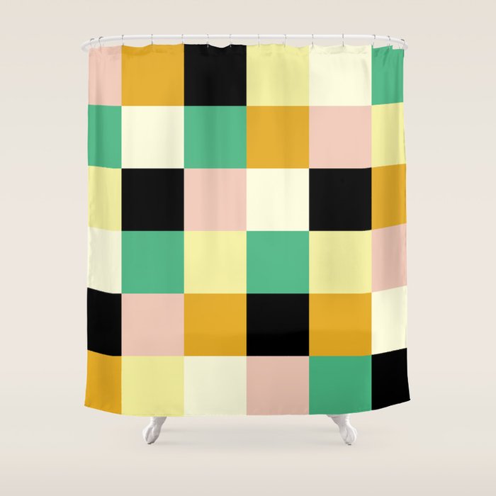 Bold Colorful Checks Pattern - Large XXXIII Shower Curtain Gallery Image 1