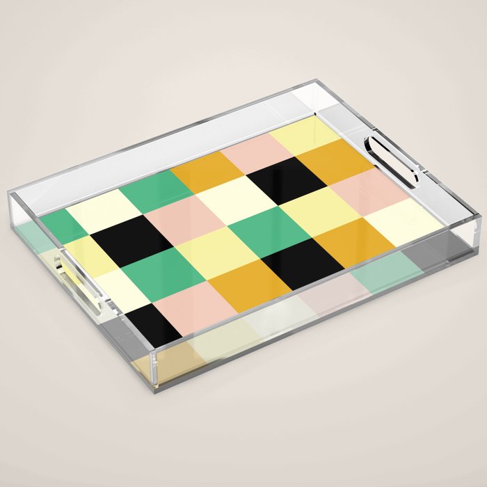 Bold Colorful Checks Pattern - Large XXXIII Acrylic Tray Gallery Image 1