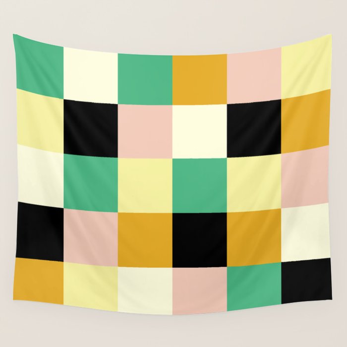 Bold Colorful Checks Pattern - Large XXXIII Wall Tapestry Gallery Image 1