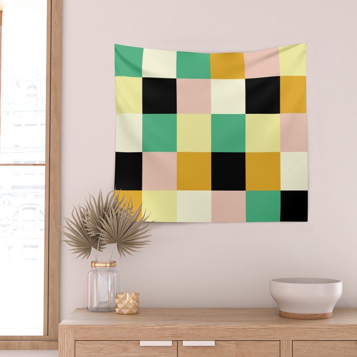 Bold Colorful Checks Pattern - Large XXXIII Wall Tapestry Gallery Image 2