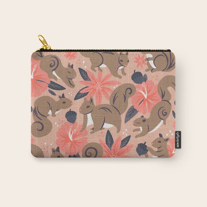 Squirrels & Blooms â Peach & Tan Carry All Pouch Gallery Image 1