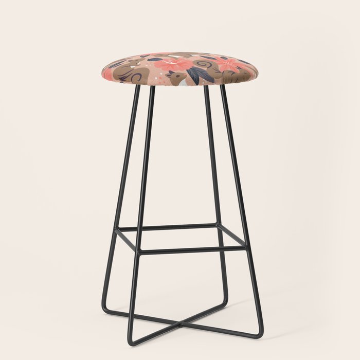 Squirrels & Blooms â Peach & Tan Stool Gallery Image 1