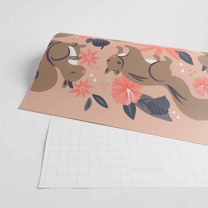 Squirrels & Blooms â Peach & Tan Wrapping Paper Gallery Image 2